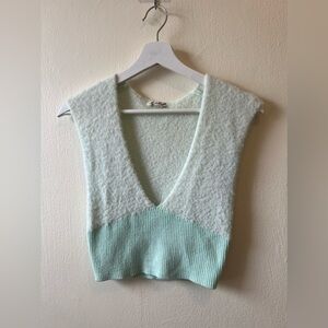 Free People Intimately She Cute fuzzy light sage crop sweater tank